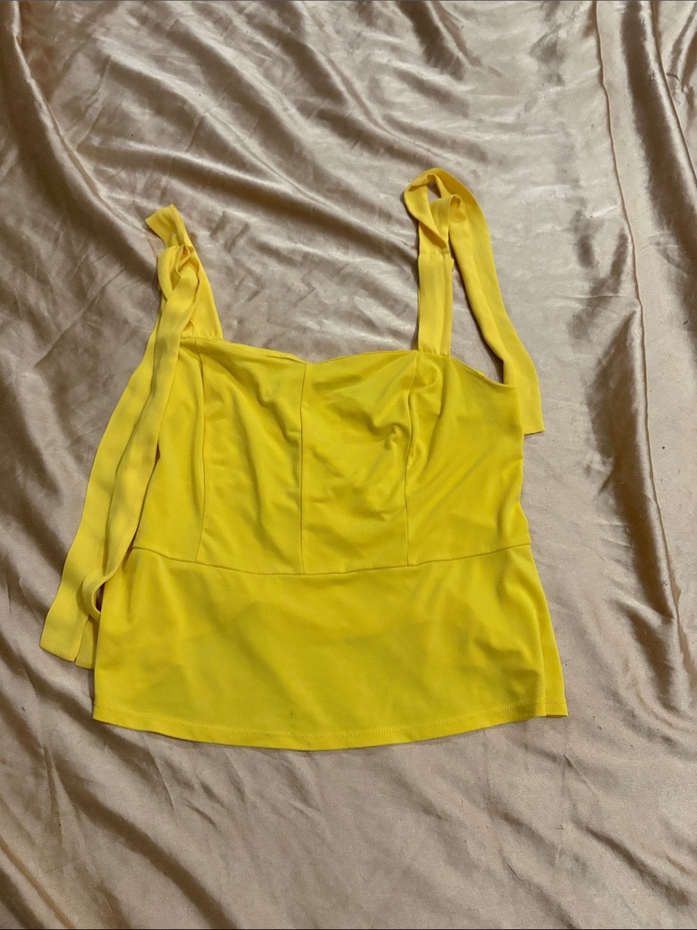 Yellow Tie-Shoulder Women's Tank top